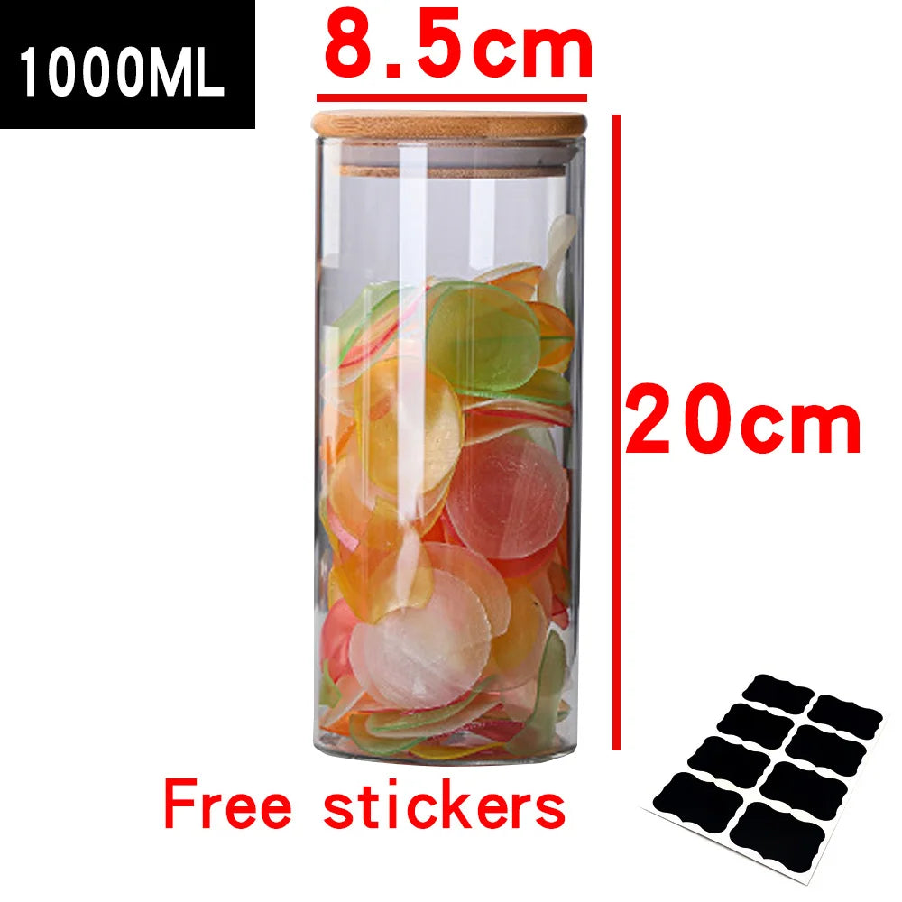 Glass Containers Food Glass Jars and Lids Glass Jar with Lid Kitchen Storage Box Organization Containers Bottle Spice Boats Tea