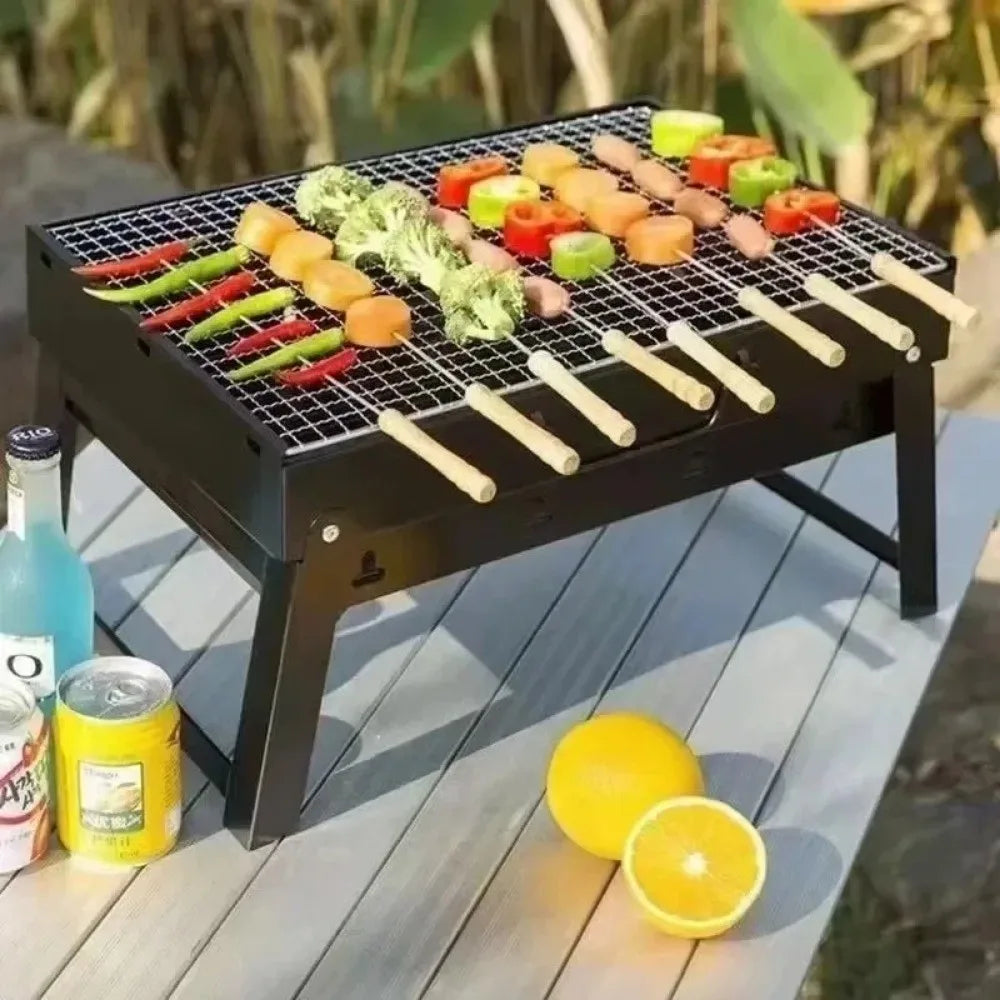 Portable Thickened BBQ Stove Small Easy to Carry Camping Folding Carbon Grill Space-saving Durable Outdoor Barbecue Grill Beach