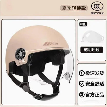 Motorcycle Open Face Helmet with Visor, Safety Scooter Helmet for Electric Bike & Cycling