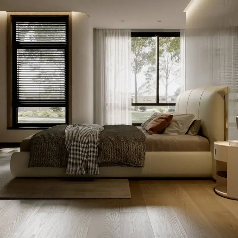 Aesthetic Elegant Double Bed Wooden Modern Bedroom Luxury Twin Bases Bed Queen King House Storage Camas De Dormitorio Furniture