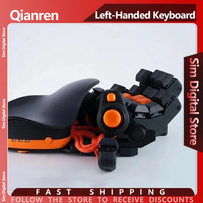 Qianren Left-Handed Wired Gaming Keyboard Adjustable One Handed Gaming Keyboard WASD Joystick Ergonomics Keyboards Gifts