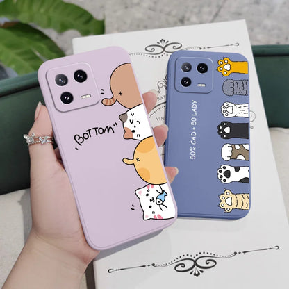 Cat Litter Phone Case For Xiaomi Mi 15 15T 14 14T 13 13T 12 12T 12S 11 11T Ultra 10 10T 9 9T Pro Lite 5G Liquid Silicone Cover
