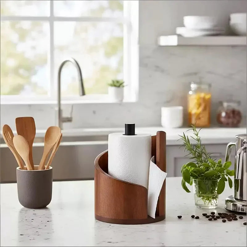 Mountain Wooden Paper Towel Holder, Wood Paper Towel Stand, Dispenser Rack, Holder Stand for Kitchen Roll Organize for Dining