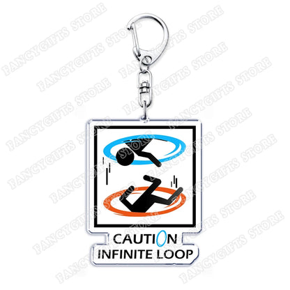 Popular Video Game Keychains for Accessories Bag Glados Aperture Laboratories Science Keyrings Jewelry Gamer Fans Gaming Gifts