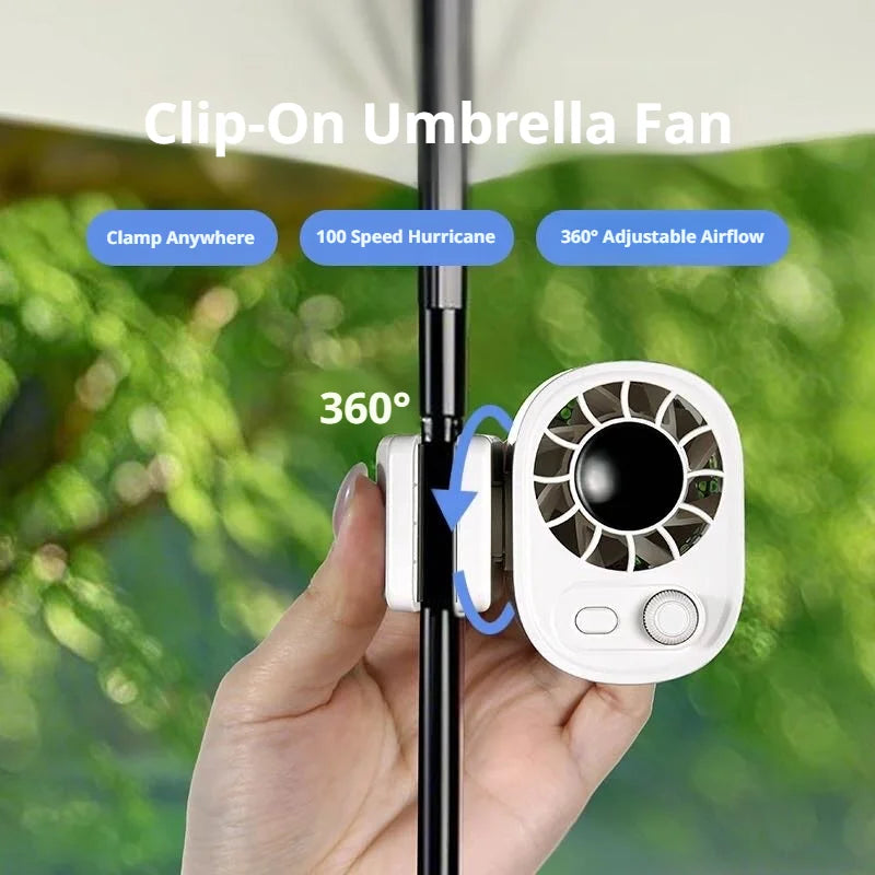 SEAMETAL Clip-On Car Fan 360° Rotatable 100-Speed Multi-Scene Portable Fan Long Service Life Lightweight USB Rechargeable