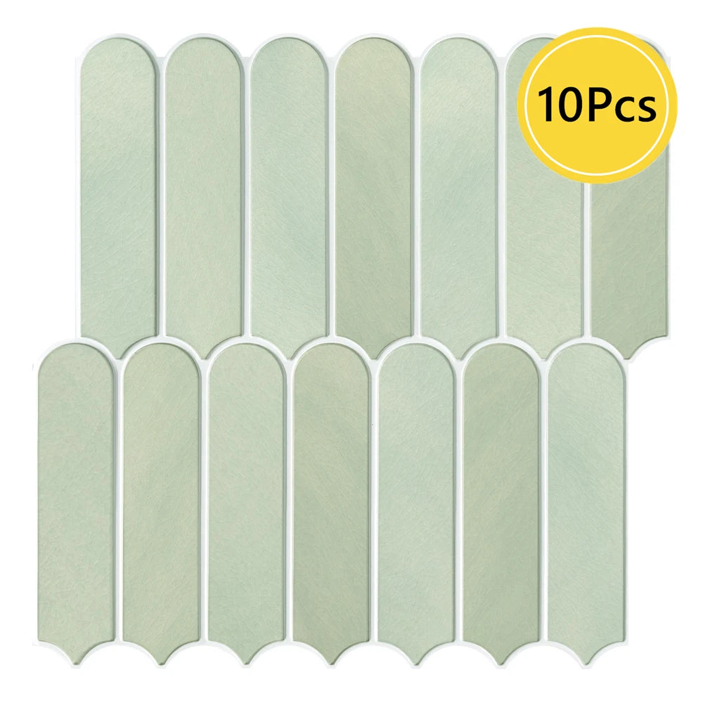 1/10pcs 3D Fish Scale Tile Sticker, Self-adhesive 3D Green Tile Backsplash for Kitchen Bathroom, Water Mold Resistant, 30x30cm
