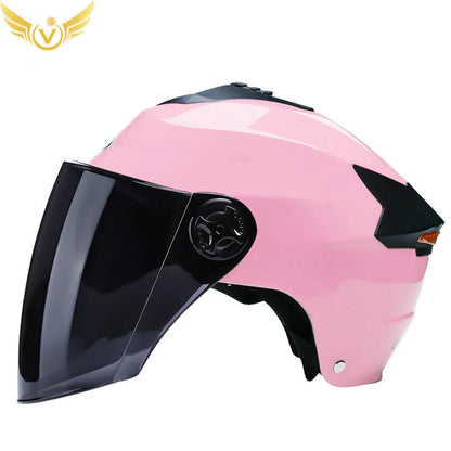 Motorcycle Helmets With Led Lights Moped Helmet Electric Scooter for Men Women With Double Visor Rechargeable Bicycle Light Bike