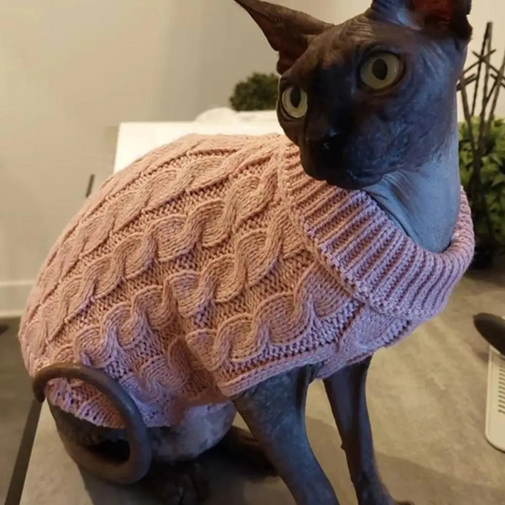 New Pet Small Pet Dog Clothes Sweater Fashion Autumn Winter Solid Fried Dough Twists Knitting Warm Comfort Clothing