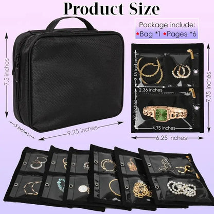 Travel Jewelry Organizer Case,Jewelry Bags Jewelry Storage Book Binder with Clear Zipper Velvet Pouch for Traveling,Earrings