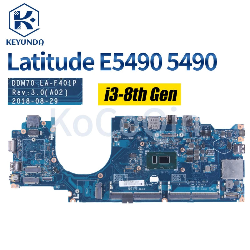 LA-F401P For DELL Latitude E5490 5490 Notebook Mainboard 0C08DH 09X5J9 08KN1W 01TWGW 08DT9H I3 I5 I7 7/8th Laptop Motherboard