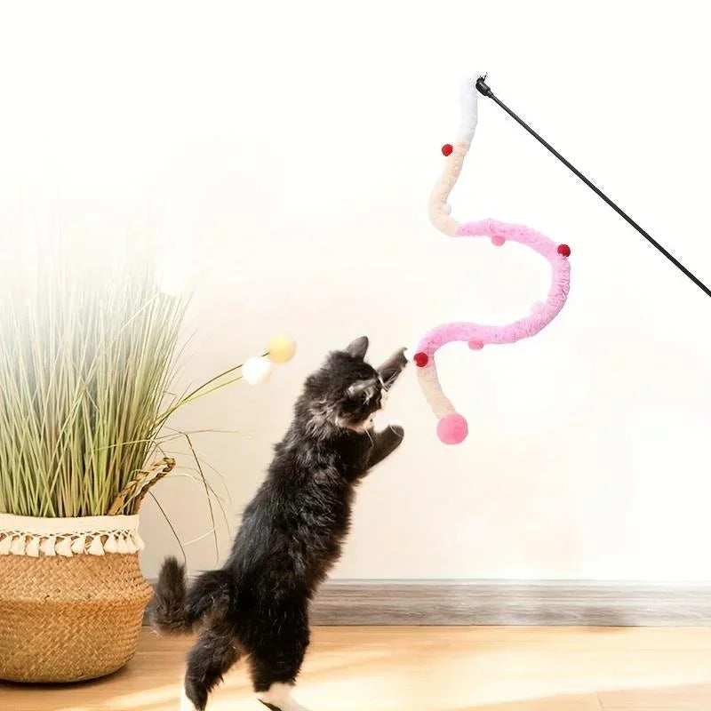 Pet Cat Interactive Teaser Toy Soft Plush Strip Wands Toys for Kitten Cats Play Pet Supplies for Fun And Exercise