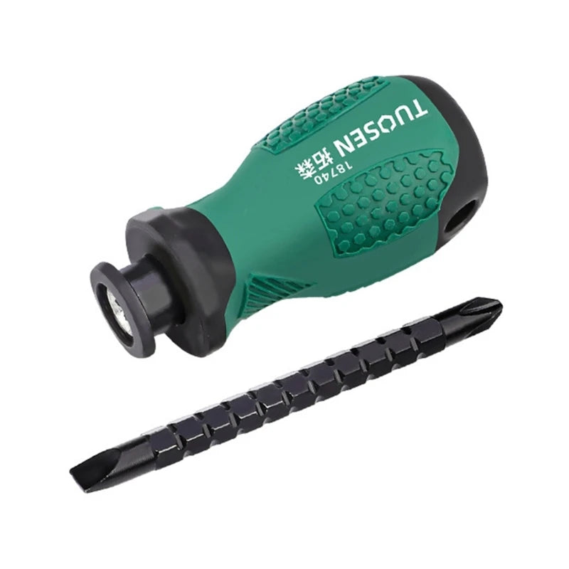 Stubby Screwdriver Lightweight Slotted Cross Screwdriver Bit Telescopic Screwdriver with Magnetic for Repairing Works