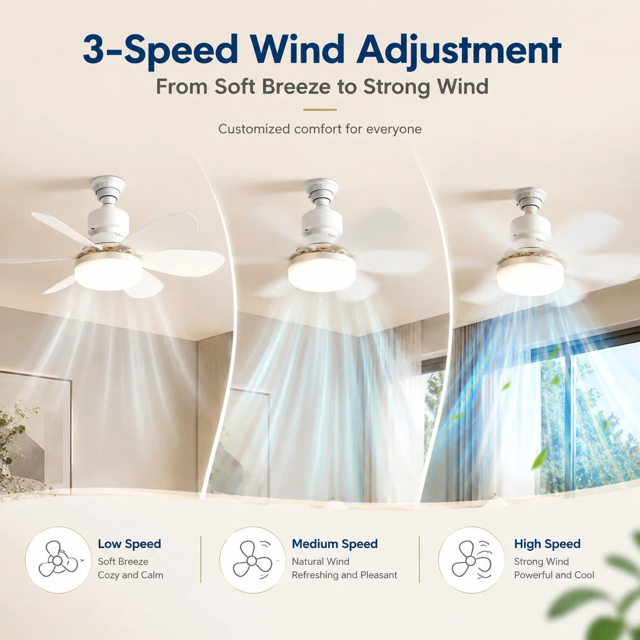 2026 New E27 Ceiling Fan Light, 30W/40W Dimmable LED Fan Lamp with Remote Timer for Bedroom Kitchen Balcony