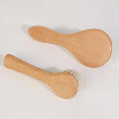 Baby Care Beech Wooden Handle Brush Newborn Infant Comb Head Massager for Baby Shower Pure Natural