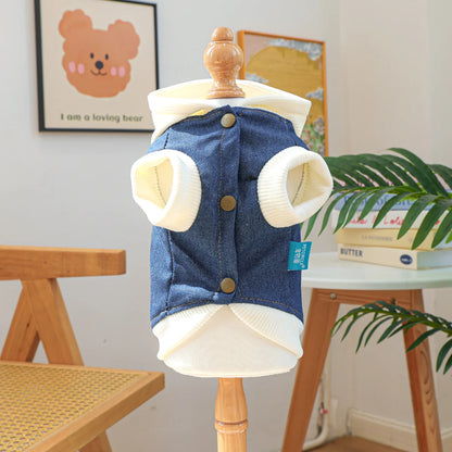 Pet Clothes Dog Cat Cat Out Handsome Cute Comfortable Champion Embroidered Blue Coat Hoodie