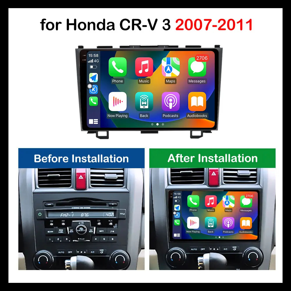 9 inch GPS Navigation for Honda CRV CR-V 3 2007 - 2011 Android System Car Radio Multimedia Player Touch Screen 4G BT Auto Tools