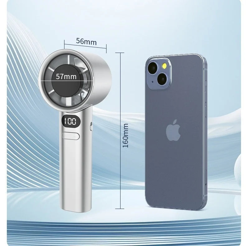 Portable Turbo Handheld Fan, High Speed USB Rechargeable Mini Bladeless Personal Fan for Travel
