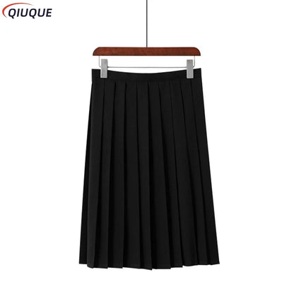 Black / Dark Blue Women Pleated Skirts Short Long Girl Women Summer High Waist Japanese JK Skirts Fashion Student Uniform Skirt