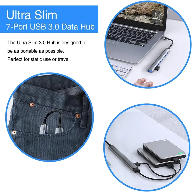 7 Port USB C Hub Multi Splitter 30 Adapter OTG For Xiaomi Lenovo Macbook 13 15 Air Pro PC Laptop Computer Accessories