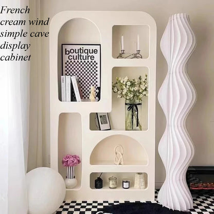 Cabinet French Style Cave Entrance Living Room Cream Multi Functional Hole Display Cabinet Art Ornament furnitur accessories