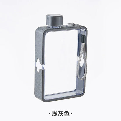 Plastic Flat Bottle for Water Portable Fit in Handbag Free BPA Easy Carry Transparent Bottle DIY Flask Easy to Carry Free Ship