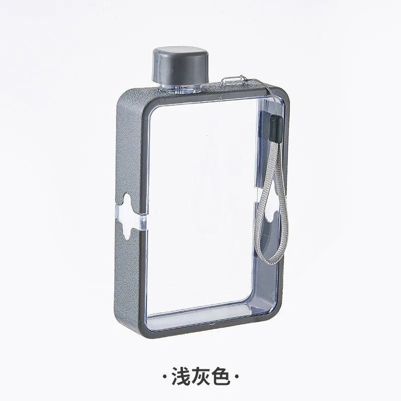 Plastic Flat Student Water Bottle Portable Fit in Handbag Free BPA Easy to Carry Transparent DIY Flask  Drop Ship Items