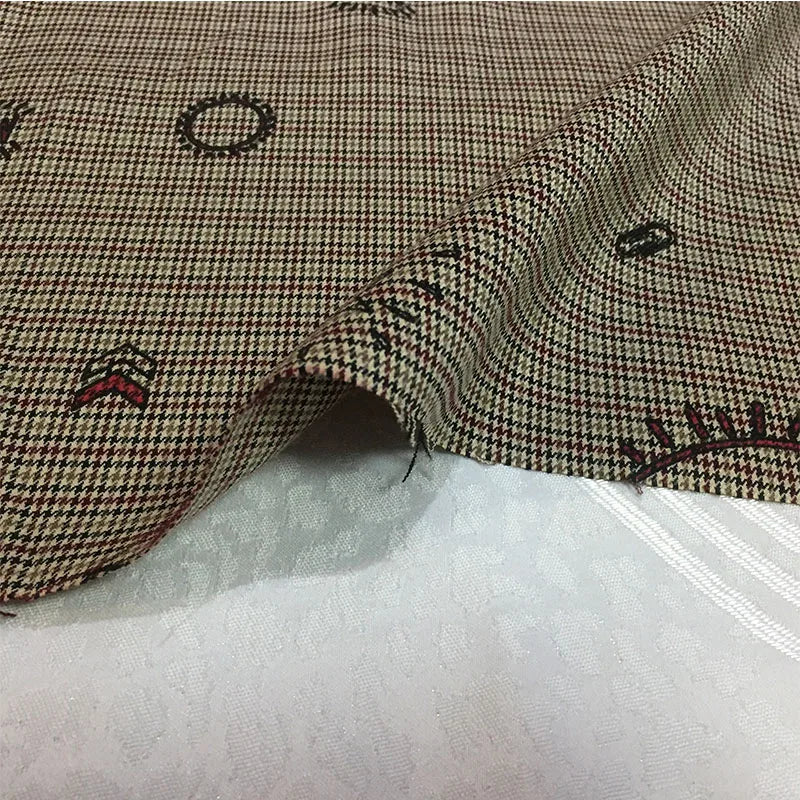 French Made Polyester Cotton Elastic Small Plaid Fabric Color Woven Fine Spun Clothing Material Printing Color Suiting Fabric