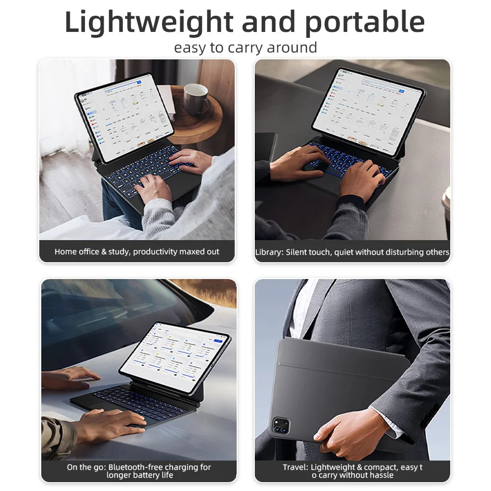 New Magic Keyboard For iPad 11th A16 Air 6 2025 iPad Case Pro 13 12.9 11 iPad 7 8 9 10th Gen Air4 5 10.9 Spanish Hebrew Keyboard