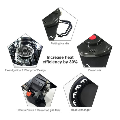 0.9L Camping Stove System Portable Cooking Burner Outdoor Propane Cooking System for Hiking Beach Picnic Trekking Emergency Use