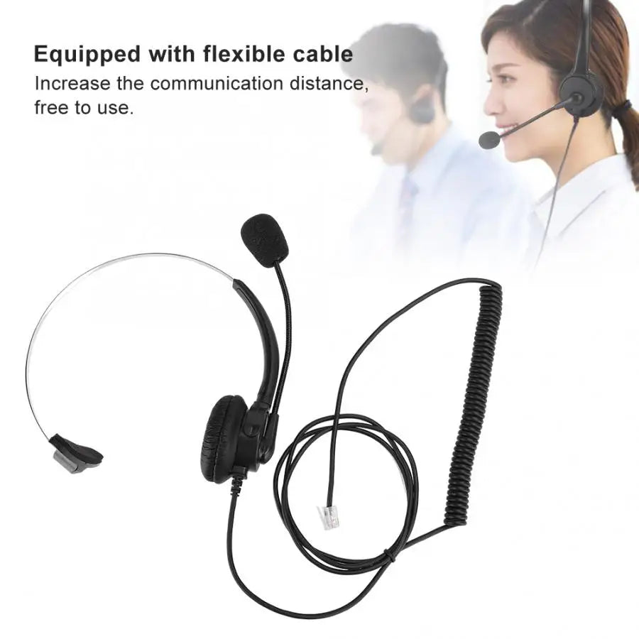with Microphone Ear Hanging type Headset PhoneMono-ear Headset Wired Landline Phone Earbuds Headset Handle Wired Headset