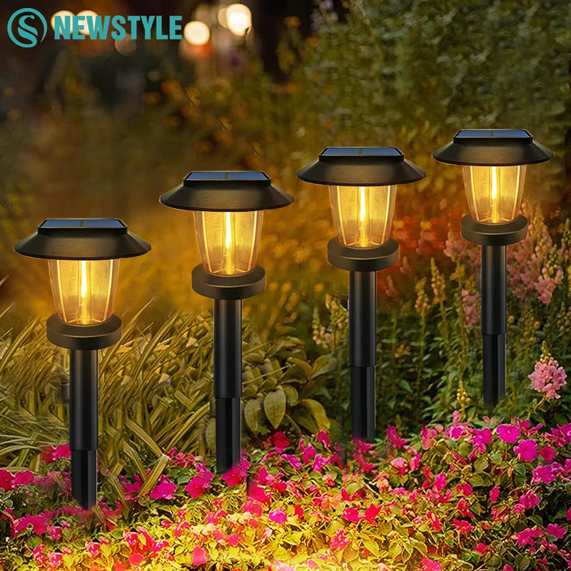 LED Bright Solar Landscape Pathway Lighting Outdoor Waterproof 3 Modes Solar Garden Lights for Yard Path Walkway Lawn Decoration