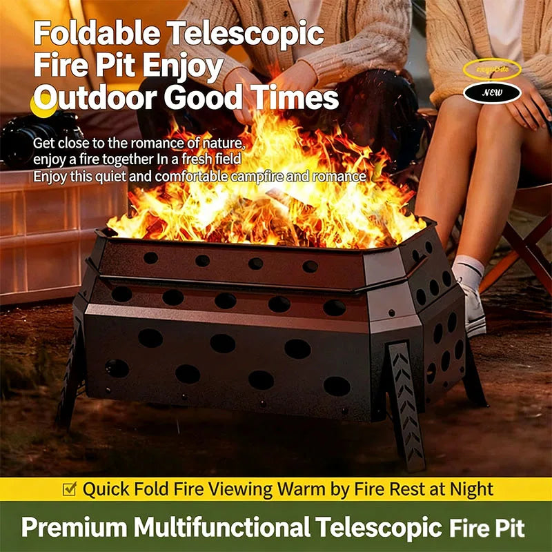 Portable Folding Campfire Grill Outdoor Wood Burning Stove for Camping And Hiking Lightweight Charcoal Fire Pit