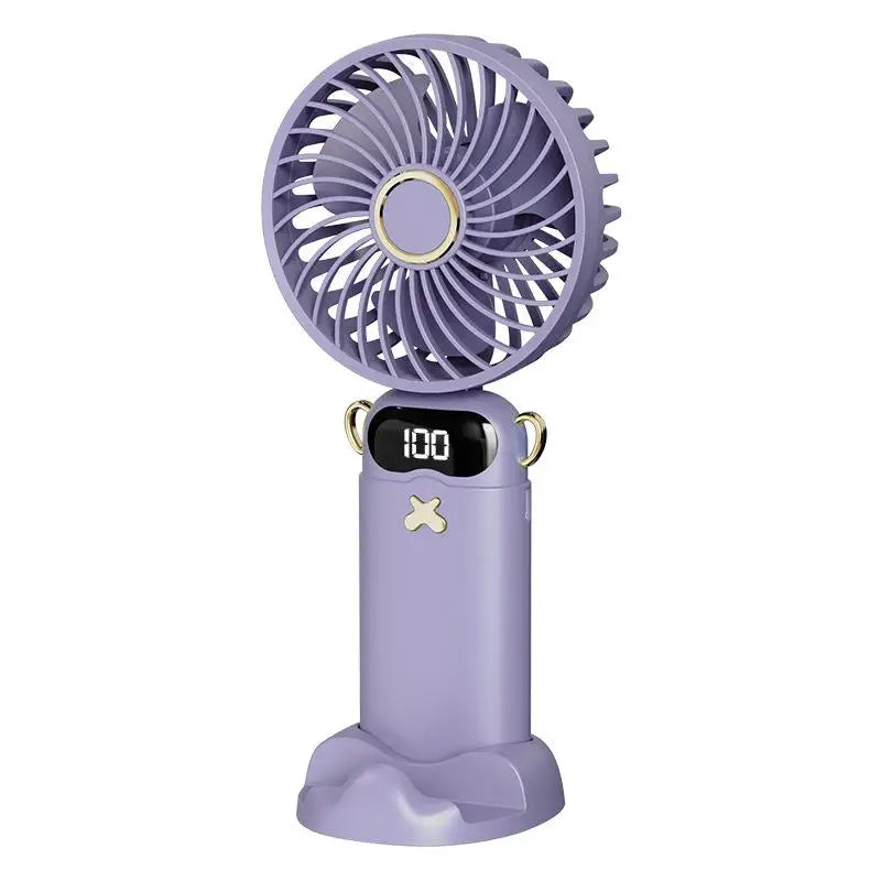 Portable Mini Fan With 6 Speeds LED USB Rechargeable Charging Small Foldable Battery Fans Handheld Desk Bedroom Indoor Outdoor