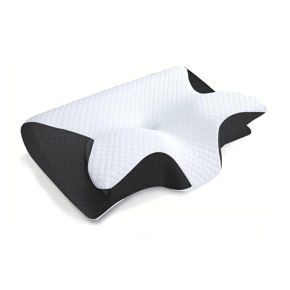 1 Stück Nackenstützkissen aus Memory-Schaum, 2-in-1 ergonomisches orthopädisches Konturkissen gegen Nackenschmerzen, konturiertes Stützkissen, Nackenkissen