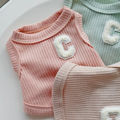 Summer Dog Clothes Waffle Short Vest Bichon Bear Teddy Schnauzer Pet Clothing