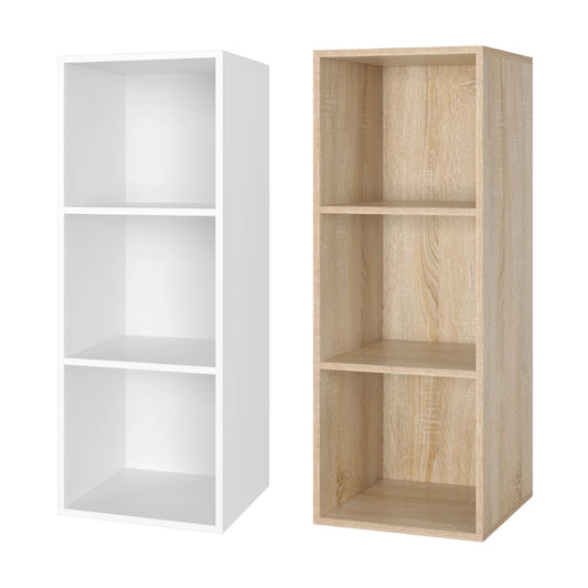 Getone Small Bookcase, White Bookshelf, 3 Cubes Storage Unit, Living Room Bookcase Wooden 30x30x80cm