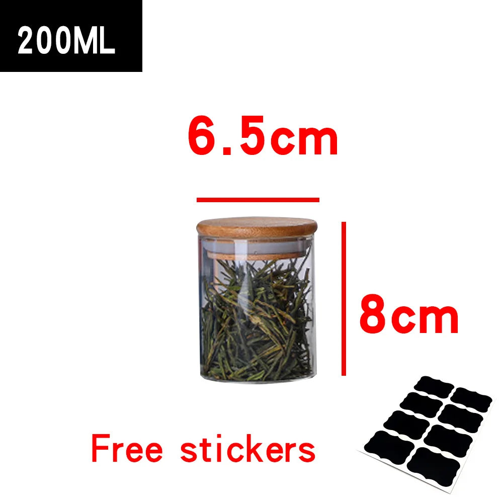 Glass Containers Food Glass Jars and Lids Glass Jar with Lid Kitchen Storage Box Organization Containers Bottle Spice Boats Tea