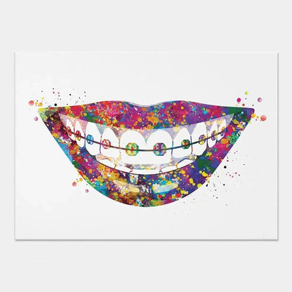 Modern Dental Art Teeth Canvas Painting for Home Living Room  Bedroom Wall Decor Stylish Poster Print