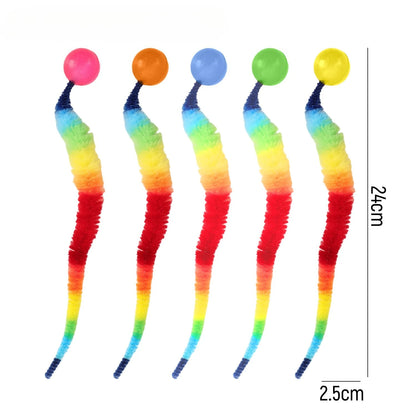 20-1Pcs Cat Interactive Toys Colorful Noctilucent Bouncing Balls Indoor Floor Cat Worm Caterpillar Elastic Toy Pet Supplies