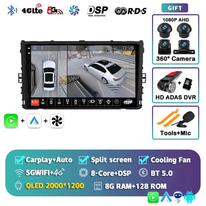 Android 16 Car Radio GPS Navigation QLED Carplay Auto Multimedia Stereo Player For Volkswagen VW Polo Plus Jetta MK7 T6 Passat