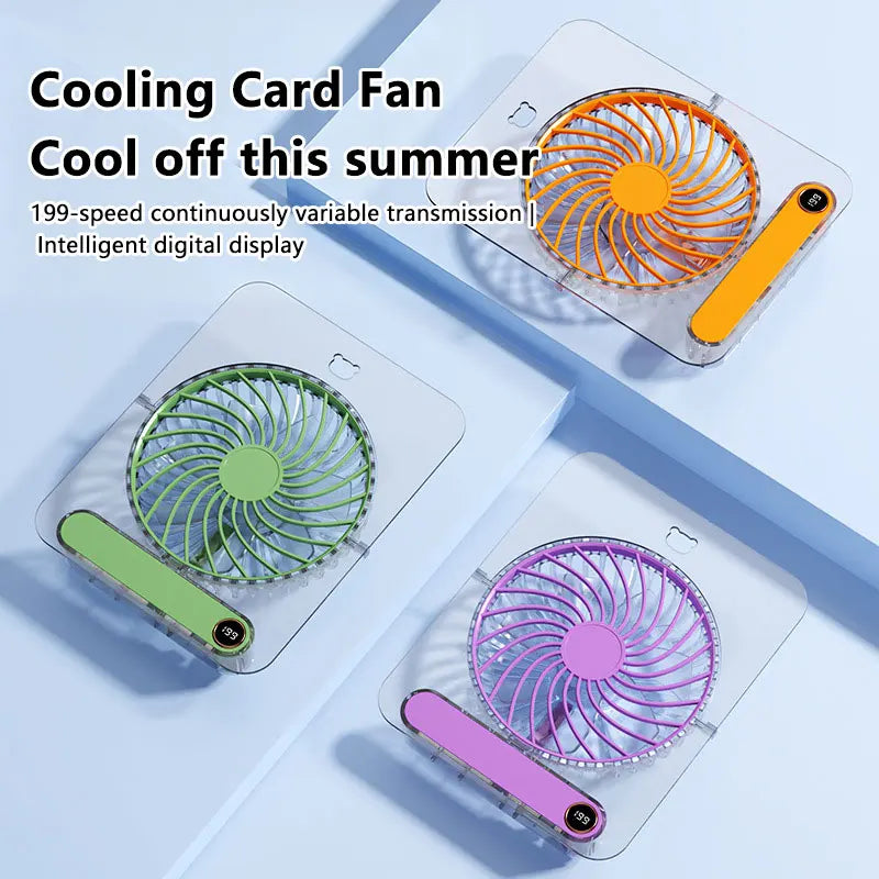 Lenovo Foldable Table Fan for Home Rooms Compact Mini Portable Digital Display 199-Speed Stepless Adjustment USB-Rechargeable