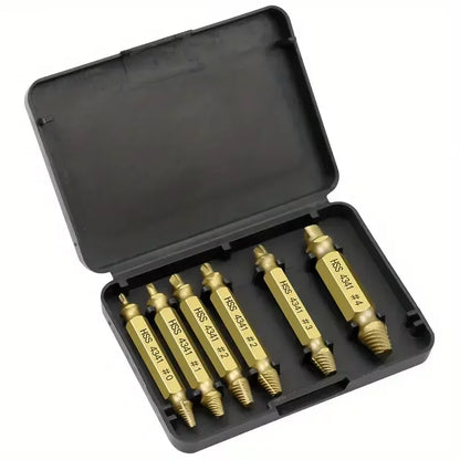 6pc HSS Extractor Double Head Screw Slide Tooth Removal Screwdriver Screwdriver Bit Broken Wire Tool Set