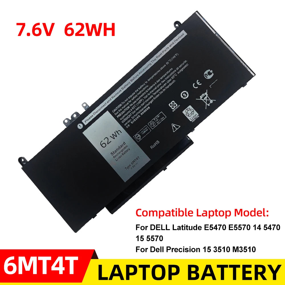 New 6MT4T 7.6V 62Wh Laptop battery For Dell Latitude E5470 E5570 14 5470 15 5570 Precision 15 3510 M3510