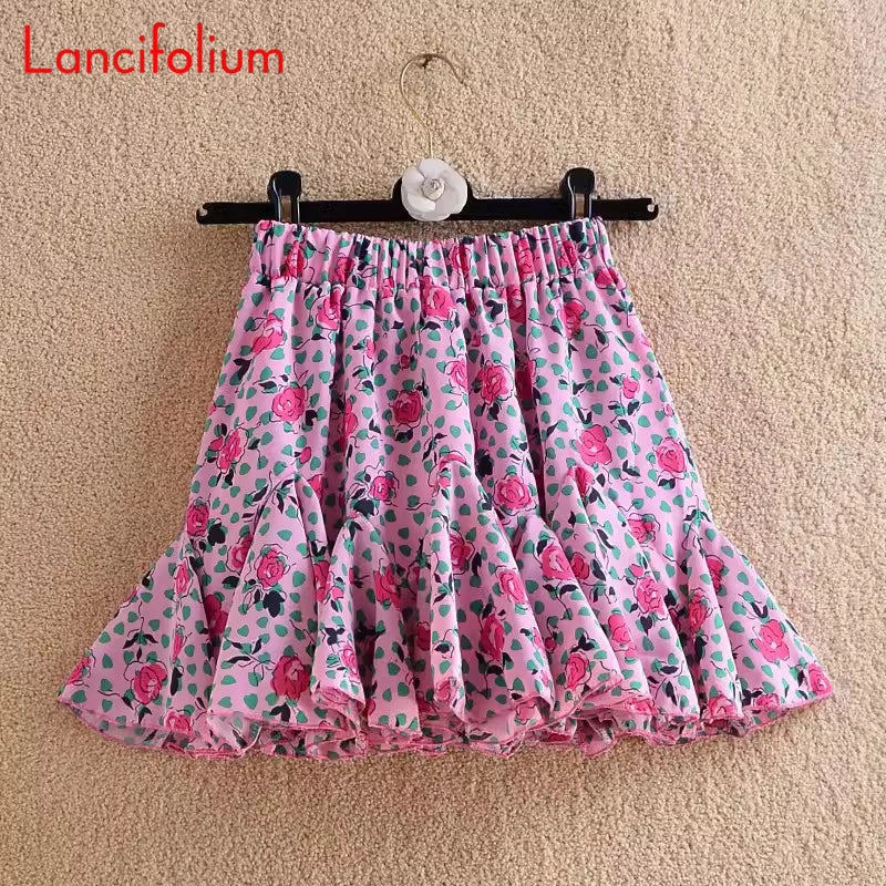 Y2k Chiffon White Black Skirt Summer Women 2021 Floral Dot Patchwork Ruffle Pleated High Waist Korean Kawaii Harajuku Mini Skirt