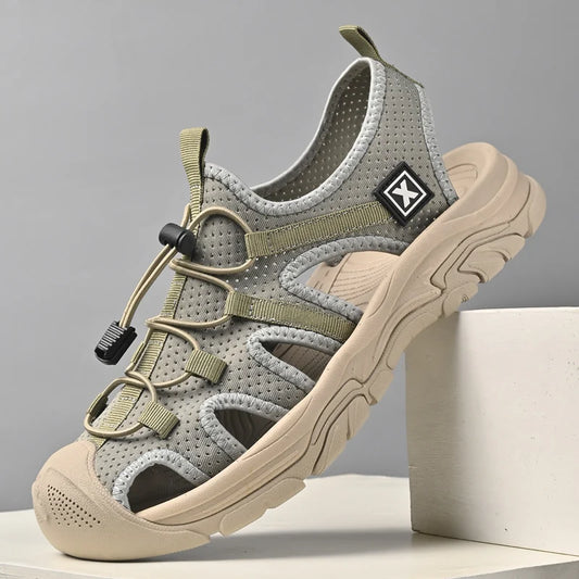 Handmade Sandals Men Breathable Summer Shoes Man Outdoor Men Sandals Antiskid Beach Sandals Hollow Shoes Collision Avoidance