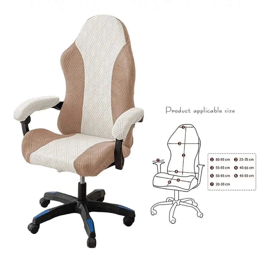 Office Computer Chair Cover Spliced Color Patchwork Elastic Fleece Jacquard Stretch Gaming Chair Cover With Armrest Cover
