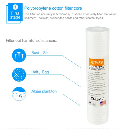 ATWFS Water Purifier Filter 5 Micron 4 x 10" ppf Filter Sediment Water Filter Cartridge (4 pcs) Aquarium pre-filters