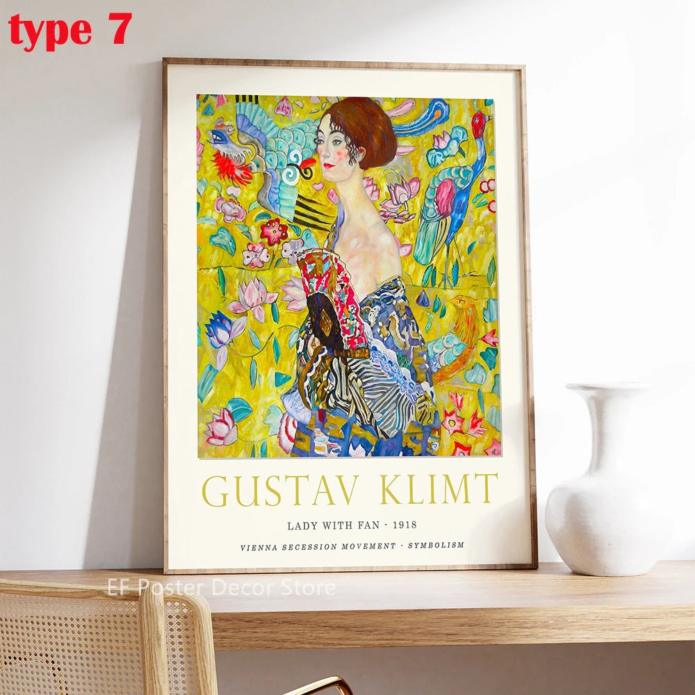 Floral Scenery Poster Exhibition Garden Aesthetic Prints Klimt Artwork Room Home Club Hallway Gallery Cafe Decor Wall Painting