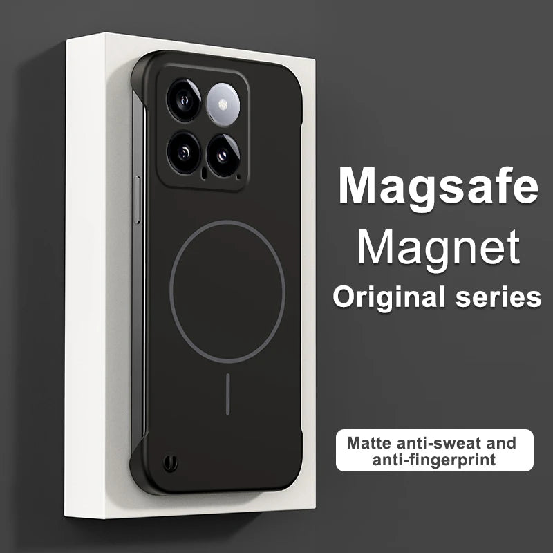 For Magsafe Frameless Magnetic Wireless Charging Phone Case For XIAOMI 14 13 13T 12 12X 11 15S 15 Pro Ultra Slim Hard Back Cover
