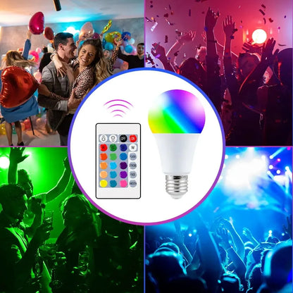 RGB-LED-Lampe mit 16 Farben, E27-Fassung, 220 V, dimmbar, mit 24-Tasten-Fernbedienung, smarte Stimmungsleuchte 